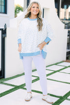 Sunset Glow Pullover, Blue Floral