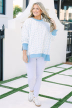 Sunset Glow Pullover, Blue Floral
