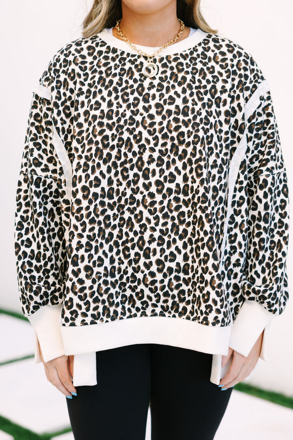 Sunset Glow Pullover, Light Leopard
