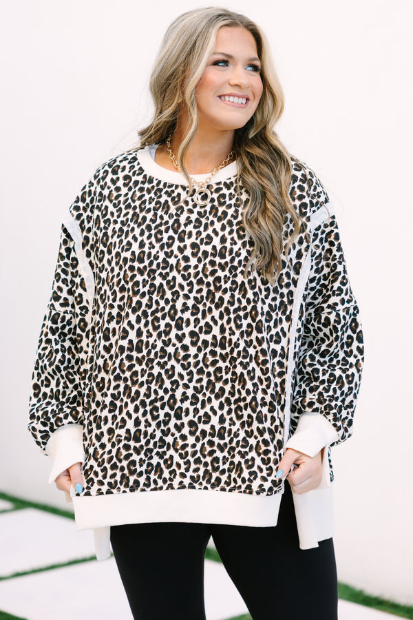 Sunset Glow Pullover, Light Leopard