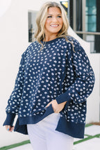 Sunset Glow Pullover, Navy Floral