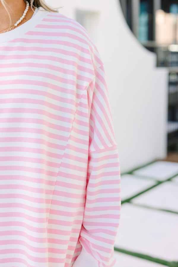 Sunset Glow Pullover, Pink Stripe