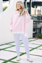 Sunset Glow Pullover, Pink Stripe