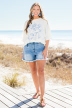 Sunshine & Seashells Boyfriend-T-Shirt, Elfenbein