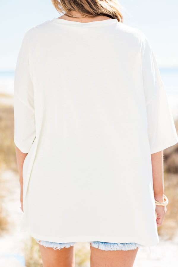 Sunshine & Seashells Boyfriend-T-Shirt, Elfenbein