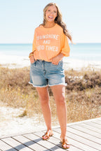 Sunshine and Good Times Boyfriend Tee, Neon Coral