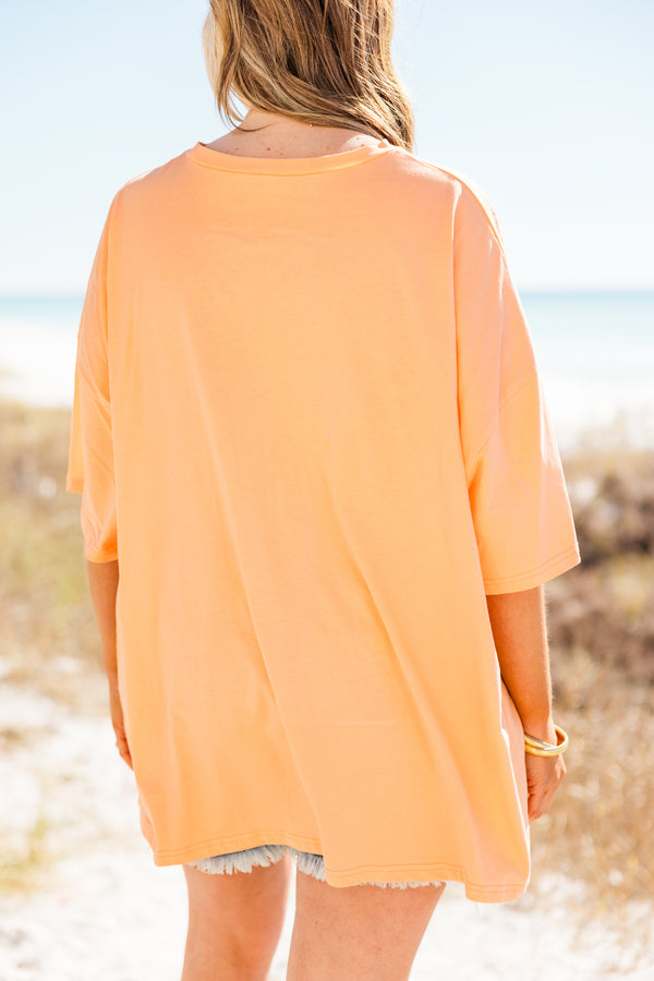 Sunshine and Good Times Boyfriend Tee, Neon Coral