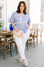 Sweet Bow Babydoll Top, Sky