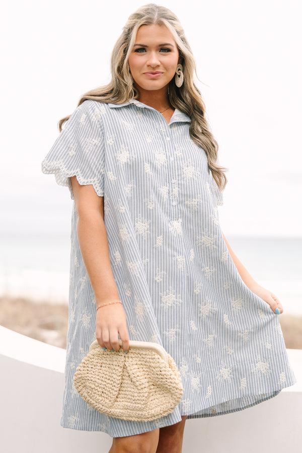 Sweet Breeze Dress, Blue Embroidery