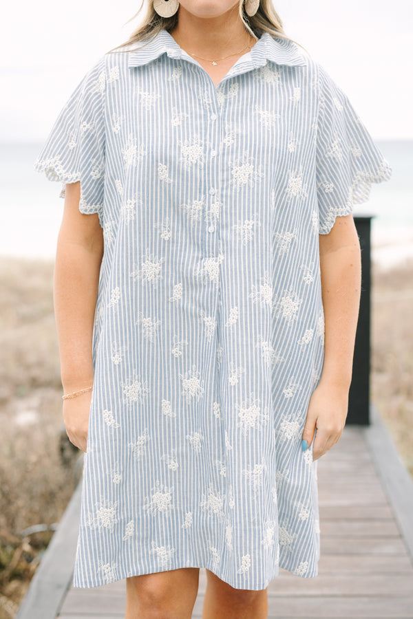 Sweet Breeze Dress, Blue Embroidery