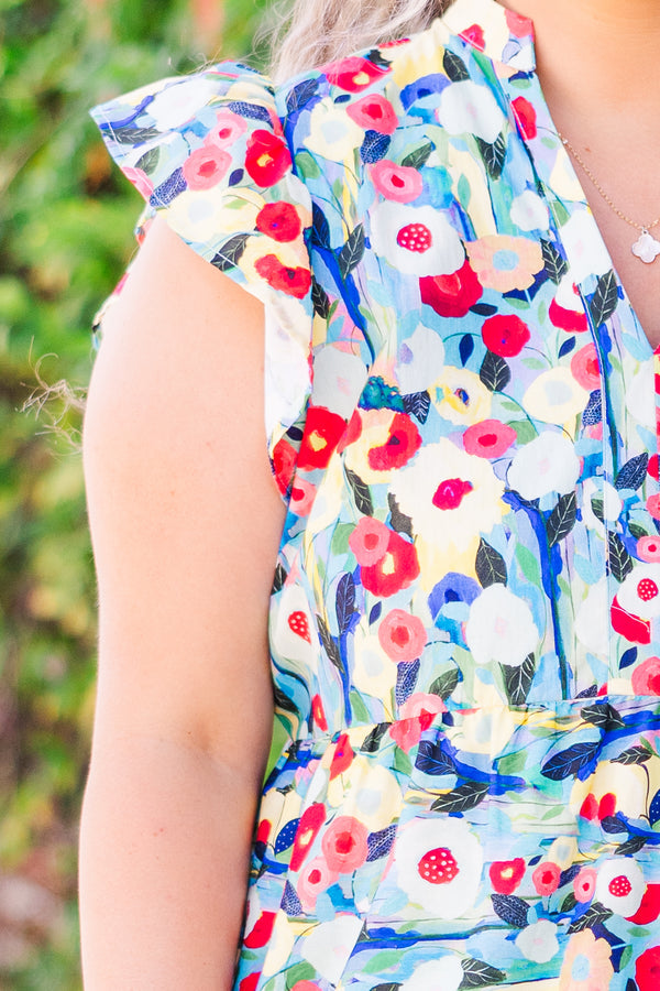 Sweet Nature Kleid, Blau Multi