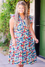 Sweet Nature Kleid, Blau Multi