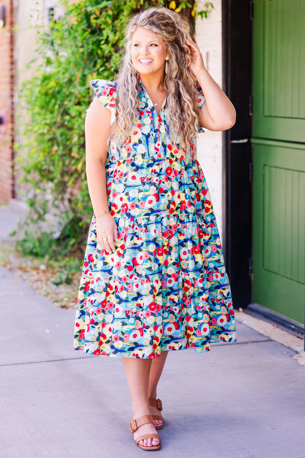 Sweet Nature Kleid, Blau Multi
