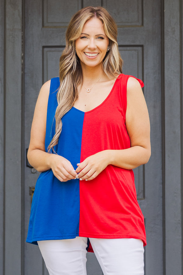 Sweet Little Patriot Top, Blau/Rot