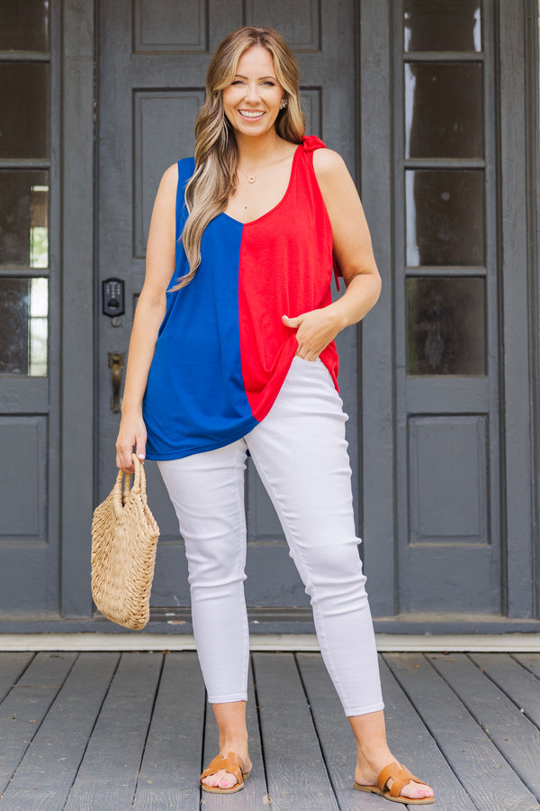 Sweet Little Patriot Top, Blau/Rot