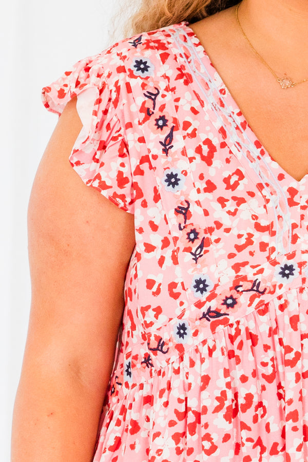 Embroidered Touch Top, Pink