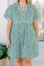 Sweetly Surprised Dress, Teal Mix