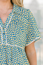 Sweetly Surprised Dress, Teal Mix