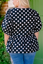 Take It Easy Now Top, Black Polka Dot