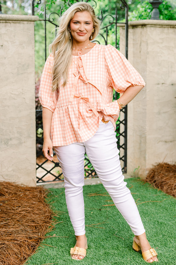 Take It Easy Now Top, Pink Gingham