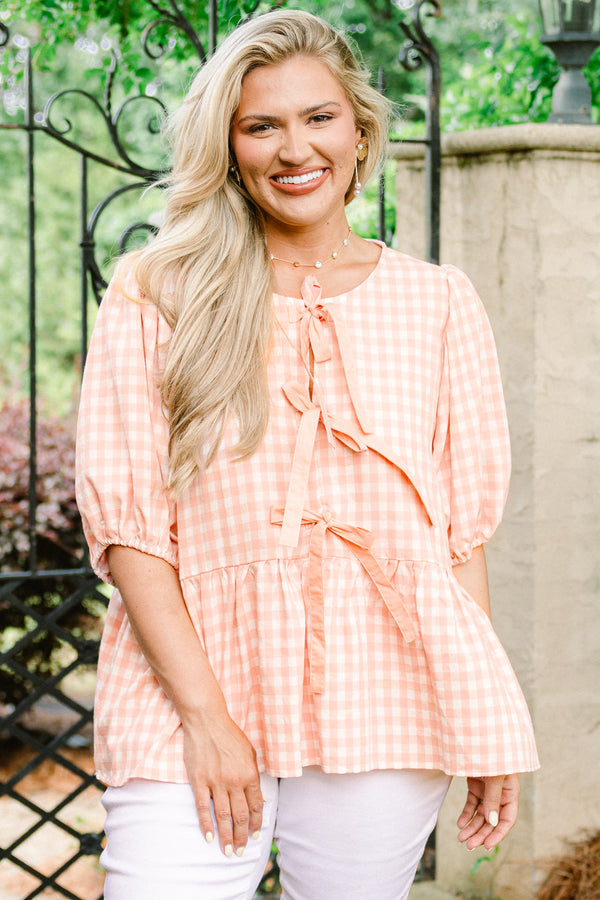 Take It Easy Now Top, Pink Gingham