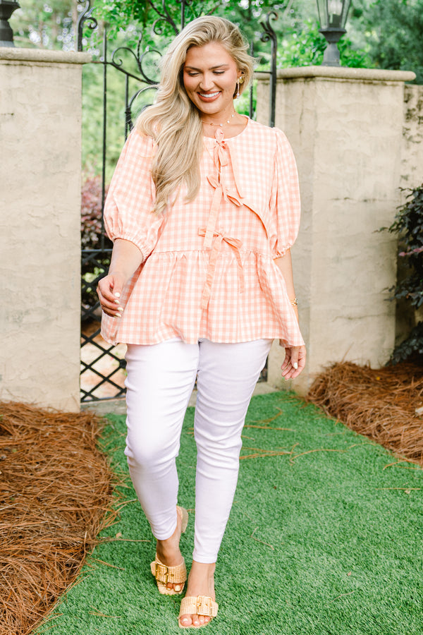 Take It Easy Now Top, Pink Gingham