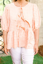 Take It Easy Now Top, Pink Gingham