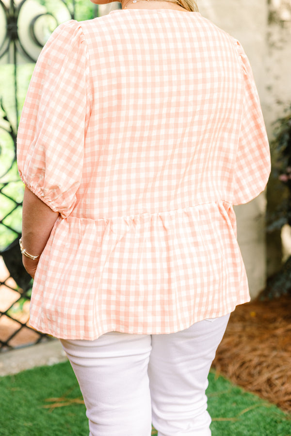 Take It Easy Now Top, Pink Gingham