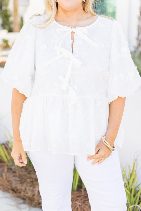 Take It Easy Now Top, White Eyelet