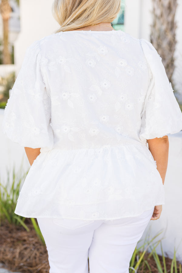 Take It Easy Now Top, White Eyelet