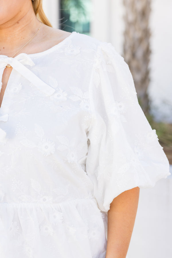 Take It Easy Now Top, White Eyelet