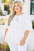 Take It Easy Now Top, White Eyelet