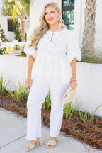 Take It Easy Now Top, White Eyelet