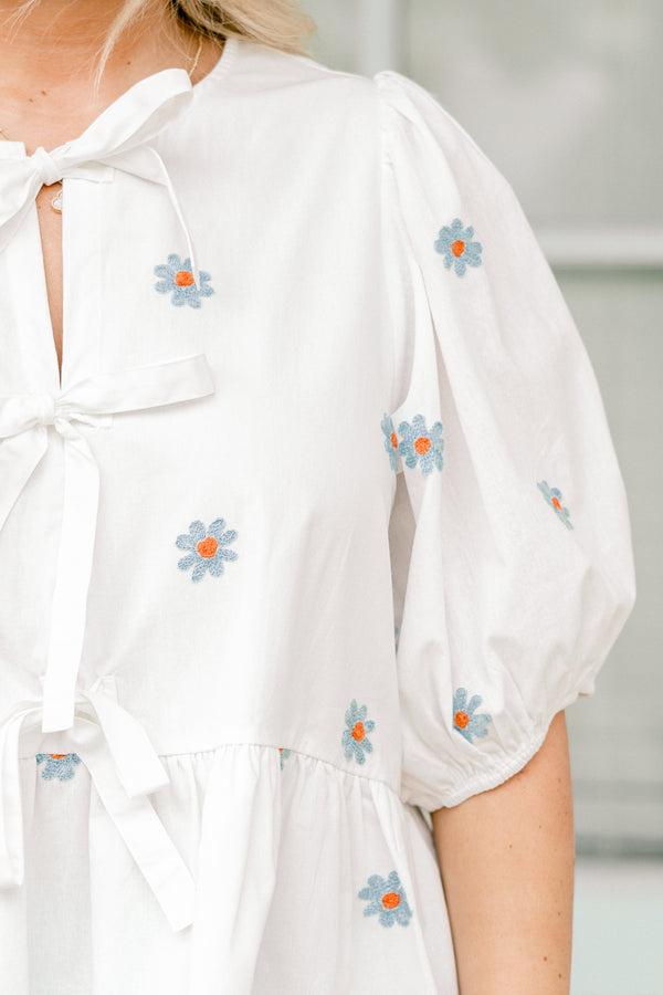 Take It Easy Now Top, White Floral