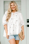 Take It Easy Now Top, White Floral