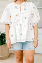 Take It Easy Now Top, White Floral
