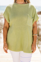 Talking To The Moon Sweater, Light Sage