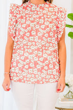 Tall Poppies Top, Peach
