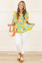 The Sweetest Flowers Top, Blue Mix