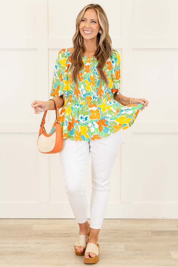 The Sweetest Flowers Top, Blue Mix