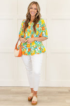 The Sweetest Flowers Top, Blue Mix