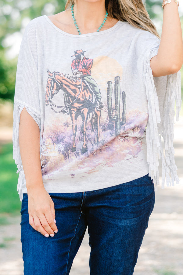 The Wild West Top, Heather Gray