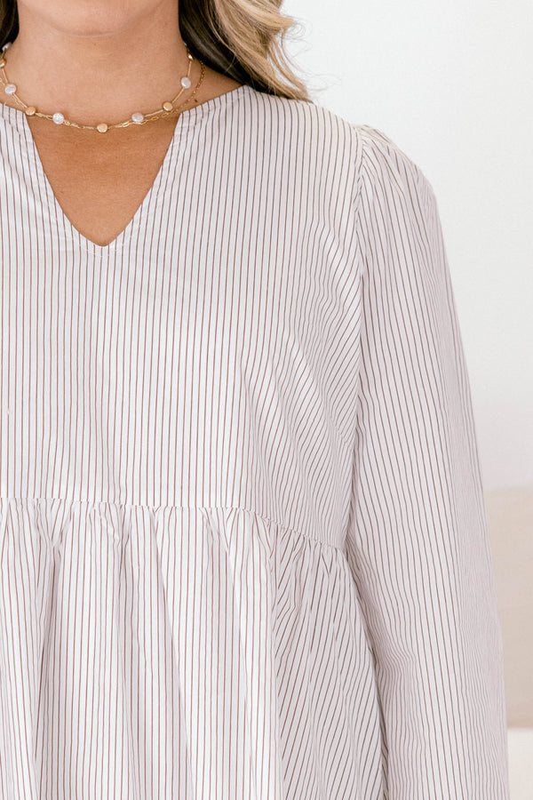 These Rainy Days Dress, Brown Stripe