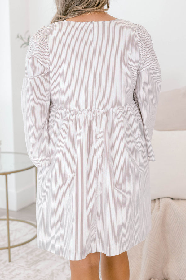 These Rainy Days Dress, Brown Stripe