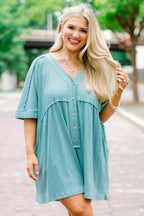Throw On And Go Romper, Dusty Teal