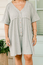 Jumpsuit zum Überziehen, meliertes Grau