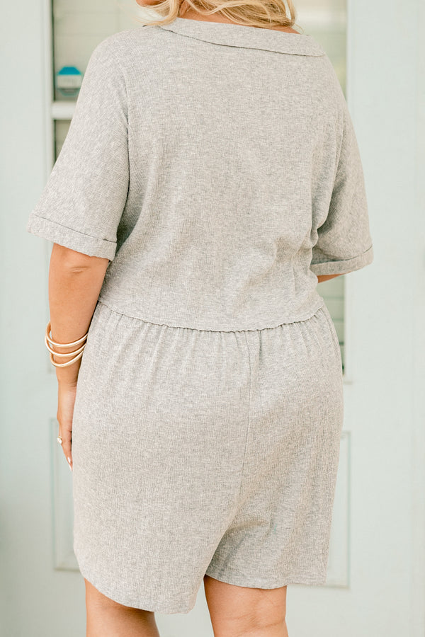 Jumpsuit zum Überziehen, meliertes Grau
