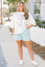 Thrown In The Mix Shorts, Aqua/Pink