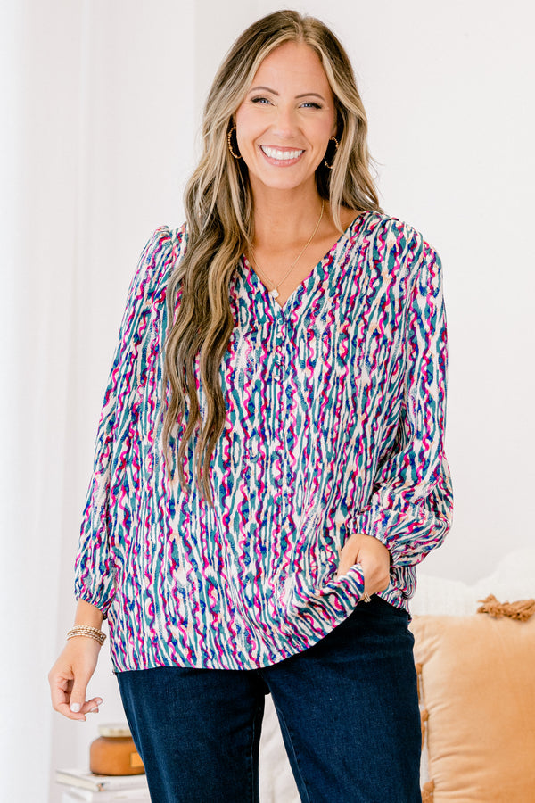 Timeless Flow Top, Jade Multi