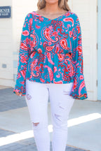 Treating Me Well Top, Teal Multi